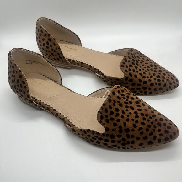 Isaac Mizrahi Grand View Whiskey Cheetah Brown/Black Pointy Toe Flats SIZE 8 - Picture 1 of 6